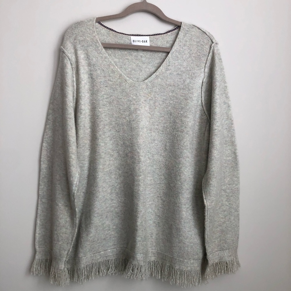 Gray fringe sweater